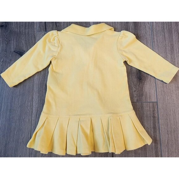 Ralph Lauren Dress Girls 12M Yellow Long Sleeve Polo Pleated Skirt Classic Logo - Picture 10 of 12